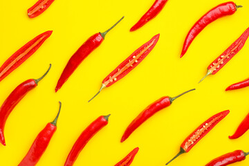 Hot chili pepper on color background