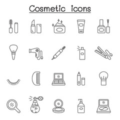 Cosmetic icons set in thin line style