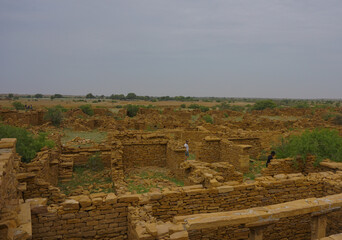 Abandoned houses of Kuldhara village at Jaisalmer, in Rajasthan. It is said that this village is cursed and hence no human could live here for long. 