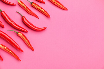Hot chili pepper on color background