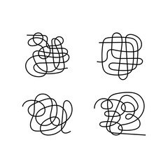 Scribble lines set. Turmoil lines isolated on white background. Vector illustration.