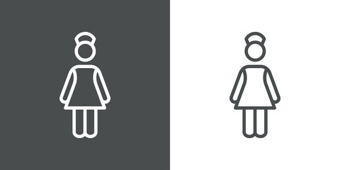 Símbolo asistencia sanitaria. Icono plano lineal enfermera en fondo gris y fondo blanco