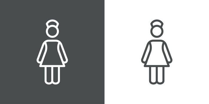 S&iacute;mbolo asistencia sanitaria. Icono plano lineal enfermera en fondo gris y fondo blanco
