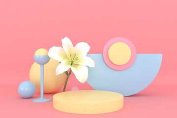 abstract 3d depth and realism background,pastel color showcase for product . 3d rendering