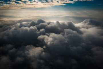 Hong Kong Sea of clouds aerial view scene from top