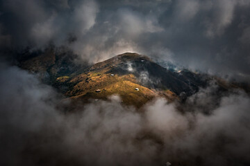 Hong Kong Sea of clouds aerial view scene from top