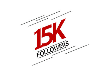 15K, 15.000 Followers Thank you red and black speed line logotype for social media, internet - vector