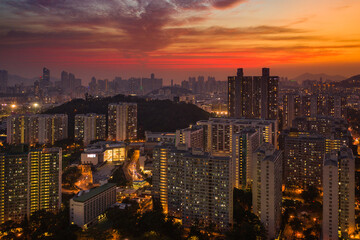 Hong Kong Aerial sunset sunrise cityscape landscape view scene