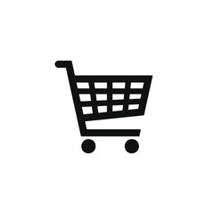 Shopping cart icon symbol. Simple shape web store button. Flat online shop logo sign. Vector illustration image.Black silhouette isolated on white background.