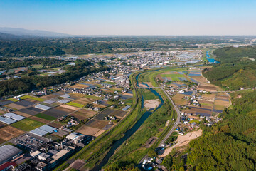 Fototapeta na wymiar Japan Kagoshima Kirishima Miyazaki aerial cityscape landscape view scene
