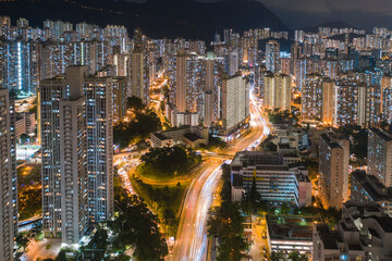 Naklejka na ściany i meble Hong Kong aerial cityscape view scene