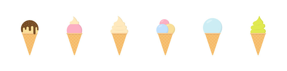Ice cream icon set flat style