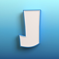 Cartoon 3d font, 3d rendering, letter J