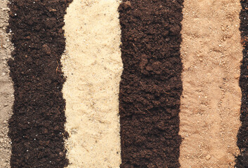 Different types of soil as background
