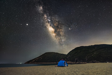Hong Kong Starry Milky Way night view scene