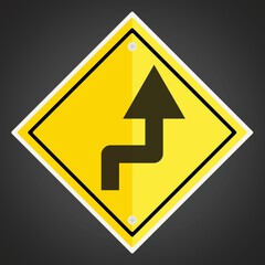 Right reverse turn sign