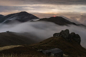 Hong Kong sea of cloud city landscape view scene