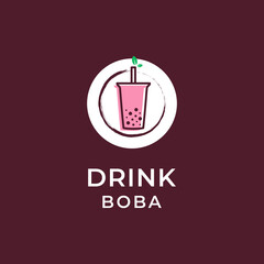 cafe design logo with the symbol of boba drink glass