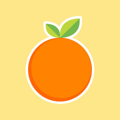 Orange fruit with leaf. Vector illustration