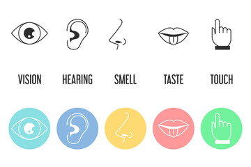 Five senses icon set. Vector isolated illustration