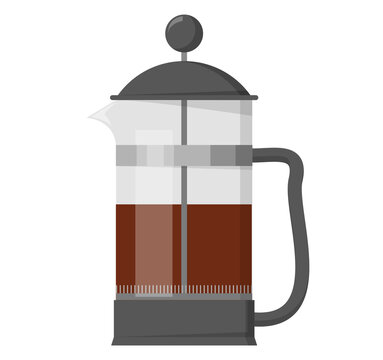 Coffee In The French Press Vector Isolated