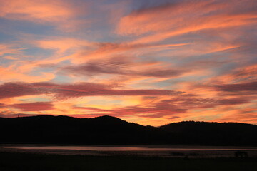 sunset over the lake