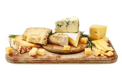 Tasty cheese plate with rosemary