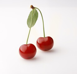 Ripe sweet cherry, shot on a white background, isolate