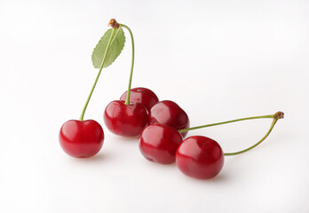 Ripe sweet cherry, shot on a white background, isolate