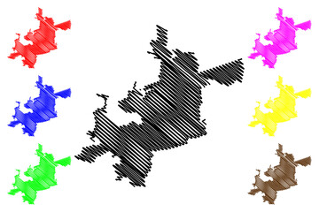 Izhevsk City (Russian Federation, Russia, Udmurt Republic) map vector illustration, scribble sketch City of Ustinov map