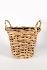 Fototapeta premium Old vintage basket, craft handmade picnic storage