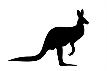 Vector silhouette of kangaroo on white background. Symbol of animal.