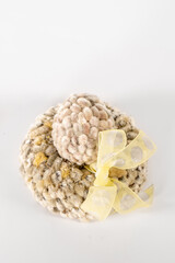 Easter bouquet egg decorative wreath bunny on white background