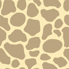 Safari pattern background, animal skin print of giraffe, vector seamless design. African safari abstract animal skin pattern with spots on light beige background, savanna decoration textile