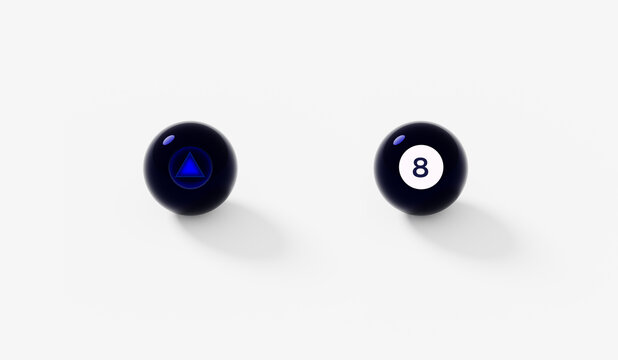 Pool Ball, Magic 8 Ball 3d Illustration Of Luck Concept,	
Black And White Yes No Ball