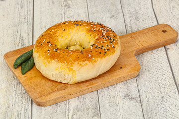 Hot tasty Uzbek flatbread for snack