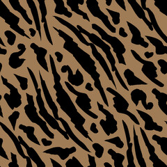Beige Spots Safari pattern, tiger skin fur print orange seamless background, African wild animal camouflage. Bengal tiger fur print pattern, abstract jungle design with black and brown stripes