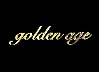 golden letters caption Golden age title inscription with metal riflexion