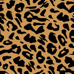 Bright and Black Safari pattern background, tiger animal skin print, vector seamless design. African safari leopard animal fur pattern with black spots background, modern decoration