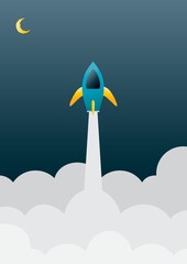 Space rocket flying in space