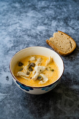Thai Style Tom Kha Gai Soup with Coconut Milk, Chicken and Galangal.