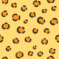 Large and small leopard spots, composed of seamless patterns, yellow background