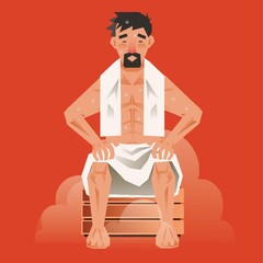 Man taking sauna