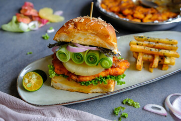 Homemade Curry Fish Burger