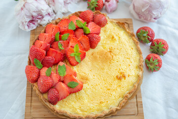 sweet home made strawberry vanilla tarte