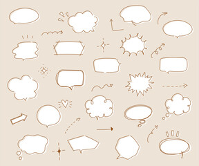 Fototapeta premium シンプルでおしゃれな手書きの吹き出し／イラスト／ふきだし