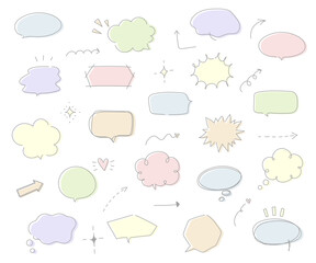 シンプルでおしゃれな手書きの吹き出し／イラスト／ふきだし