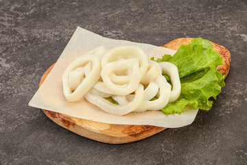 Raw squid rings for cooking