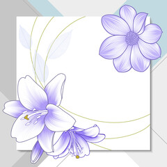 Hand drawn floral pattern with purple lily and dahlia flowers. Vector illustration. Element for design.