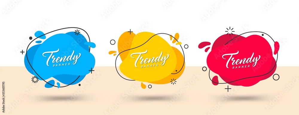Poster Trendy set of abstract banners. Vector bright template banners. Template ready for use in web or print design.